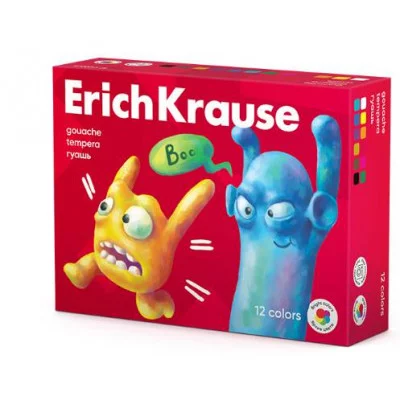 Гуашь ErichKrause Jolly Friends 12 цветов по 20 мл 61415