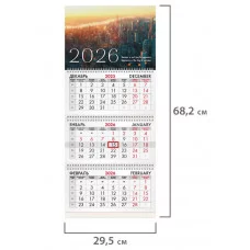 Календарь квартальный на 2026 г., 3 блока, 3 гребня, бегунок, офсет, BRAUBERG, "Мегаполис", 116757