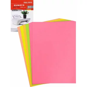 Цветная бумага для офисной техники neon mix Б-0606 А4, 50 л. 5 цветов 75 г ПП-00202445