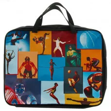 Папка с ручками, А4, ткань, твердое дно, молния сверху, широкая, "Виды спорта", ПШ-11, ш/к78788