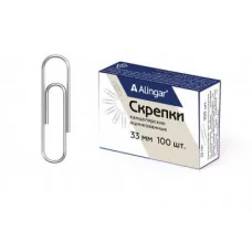 Скрепки 33 мм, Alingar, уп. 100 шт., металлические, оцинкованные AL10521