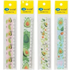 Линейка: "АВОКАДО"; пластиковая, с рисунком /ассорти/, 15 см. МС-6620