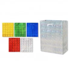 Пакет подарочный S 1496 бум. голограф., 15х12х6 см, цв. золотой,серебристый,красный,синий,зеленый