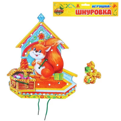 игрушка деревянная шнуровка домик 1060238