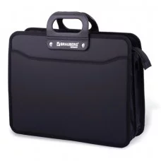 Портфель пласт. BRAUBERG ПРЕМЬЕР А4 390*315*120 мм, 3 отделения, на молнии, черный, 223082