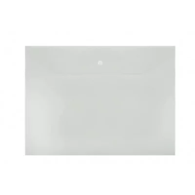 Папка-конверт на кнопке СТАММ А4, 120мкм, пластик, прозрачная 355650