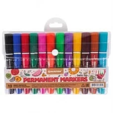 Набор маркеров перманентных двусторонних 12цв/уп DV-13887-12