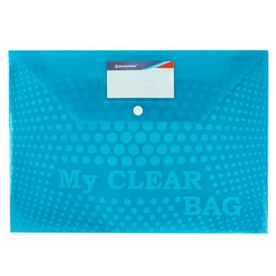 Папка-конверт на кнопке А4 160мкм синяя DV-0371FC-BL