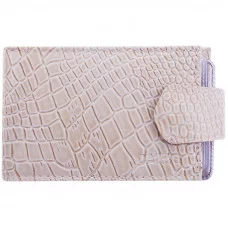 Кредитница OfficeSpace на 18 к с кнопкой, кожа тип 1.1, крокодил лак, бежевый, горизонтальная 181797