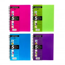 Тетрадь 120л. А5 клетка Alingar гребень пластиковая обложка цвет ассорти 1шт AL6014