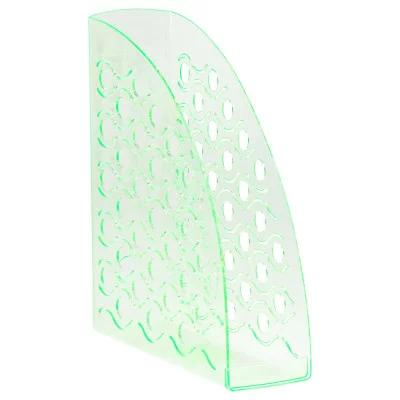 Лоток для бумаг вертикальный СТАММ "Вега", тонированный неоновый зеленый, ширина 90мм 351509