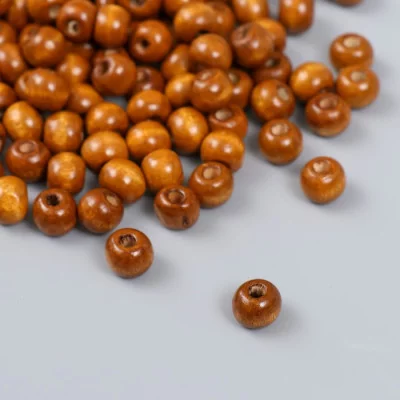 Бусины для творчества дерево "Натуральный" d-0,8 см, набор 20 гр    9685742