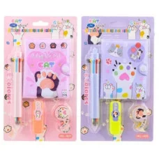 Набор подарочный канцелярский детский КОШКИНЫ ЛАПКИ блокнот на кнопке 10,3*7 см МС-7062