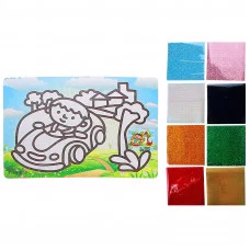 Аппликация-фреска из голографической фольги с цветным основанием "Поездка" +7 разноцветных листов 511528