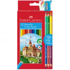 Карандаши Faber-Castell "Замок", 18цв., 12+3шт., заточен. с точилкой Faber-Castell 077521