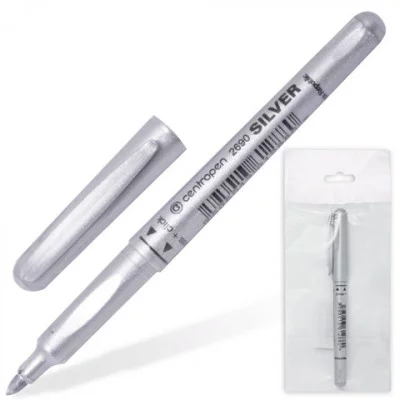 Маркер для декорирования Centropen "2690" серебро, пулевидный, 1,5-3мм Centropen 064447