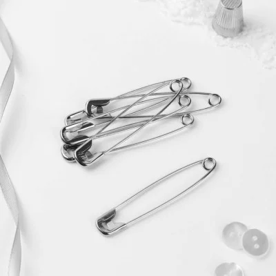 Булавка английская металл 7,5*1,5*0,2см наб 6шт цена за серебряный 1378956