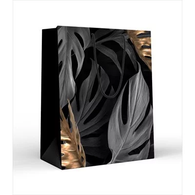Пакет подарочный (L) Листья на черном Хорошо 15.25.02226