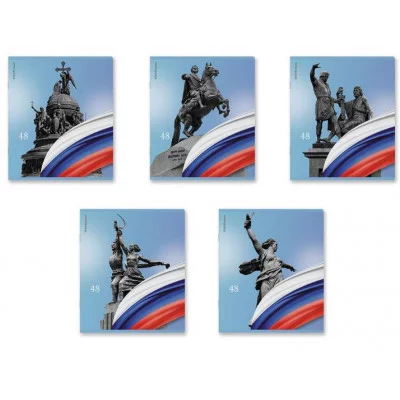 Тетрадь общая ученическая ErichKrause Российский герб, 48 листов, клетка, матовая ламинация+выборочный УФ-лак+тиснение фольгой_MIX-PACK 1шт 60616