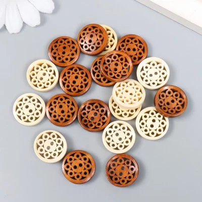 Пуговицы дерево для творчества 2 прокола "Цветок из пузырей" набор 20 шт 1,8х1,8х0,3 см МИКС 5367571