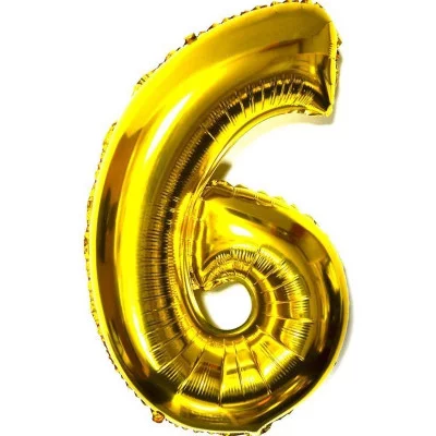 Шар фольга Цифры золото/серебро "6" 100 см. РМ-00013666