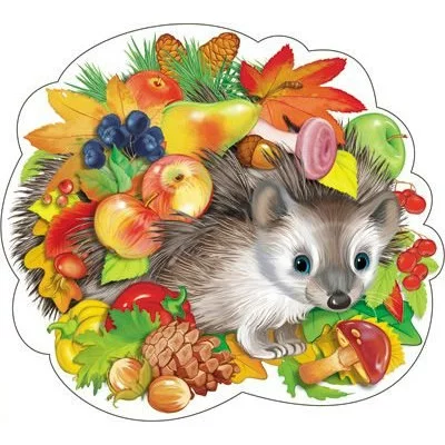 ФМ1-12869 Плакат вырубной А4. Ежик в дарах осени / Сфера 4+1 4650118151956