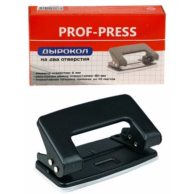 Дырокол (ДР-4186), на 10л., метал./к в карт. коробке ДР-4186