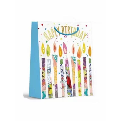 Dream cards Пакет подарочный с мат.лам. и глитт.31*42*12см(р-р ХL), Яркие свечи, 210г ППК-0031