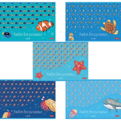АЛЬБОМ для рисования 40л А4ф на скобе серия -В синем море- 067058 Аль4332