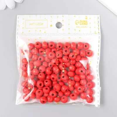 Бусины для творчества дерево "Атомный красный" d-0,8 см, набор 20 гр   9463329
