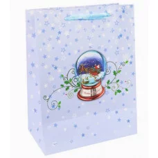 Dream cards Пакет подарочный с мат.лам. глит. и 3D картинкой 18x23x10 Сани Деда Мороза 210г ПКП-3764