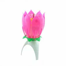 11387 Cвеча для торта музыкальная тюльпан Розовый, 1 шт