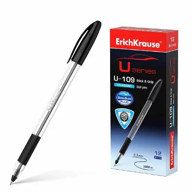 Ручка шариковая ErichKrause U-109 Stick&Grip Classic  1.0, Ultra Glide Technology, цвет чернил черный 53743