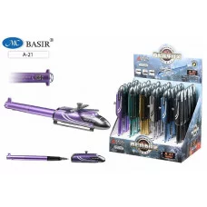 Гелевая ручка-игрушка: "ВЕРТОЛЁТ"; цветной корпус в форме вертолёта ассорти с фонариком, цвет черн A-21-S