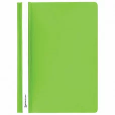 Скоросшиватель пластиковый BRAUBERG, А4, 130/180 мкм, салатовый, 228674