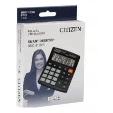 Калькулятор настольный Citizen SDC-812NR, 12 разрядов, двойное питание, 102*124*25мм, черный 294013