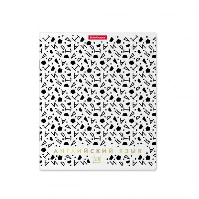 Тетрадь общая ученическая ErichKrause Ассоциации, Английский язык, 48 листов, клетка, матовая ламинация + тиснение фольгой 49438