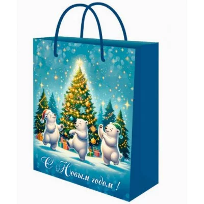 Optima Пакет подарочный с глянц.лам. 18х23х8 см (M) Хоровод 128г ППК-2319