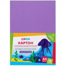Картон цветной А4, ArtSpace, 10л., тонированный, фиолетовый, 180г/м2 315306