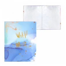 Папка с 30 вкладышами Alingar А4 310х235 мм пластик 400 мкм мраморный дизайн с надписью "World" голубой 1шт AL12805