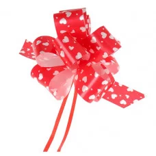 Бант-шар с принтом Сердечки (3 см.) красный БЛ-8082