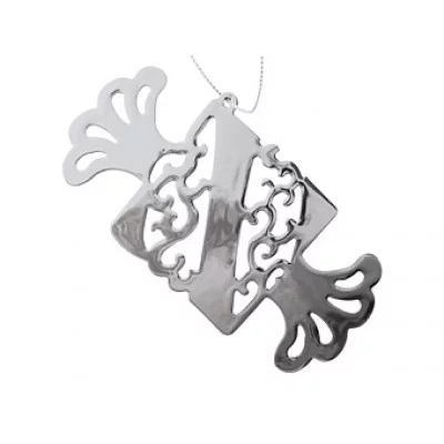 Металлическая подвеска "Конфета", 11,7х6,4 см, серебро