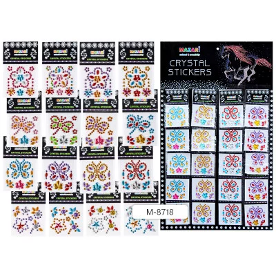 Стразы-наклейки M-8721 акриловые АССОРТИ-5, 1 шт