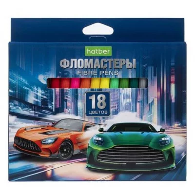 Фломастеры 18цв "Дрифт" смываемые вент колп карт упак  HATBER-ECO_ FP_089908 232456