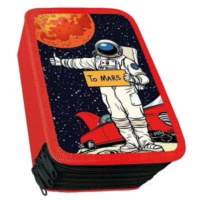 Пенал 3отдел. тканевый торец 190*105мм Такси на марс ПО-110