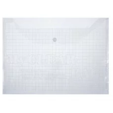 Папка-конверт на кнопке формат А4 120мкр Клетка прозрачная 592966