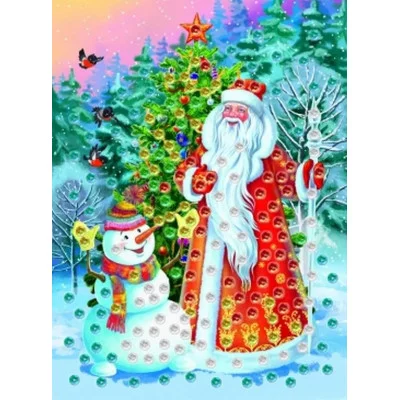 МОЗАИКА ИЗ ПАЙЕТОК. Формат А4. Дед Мороз и снеговик (Арт. М-6059)