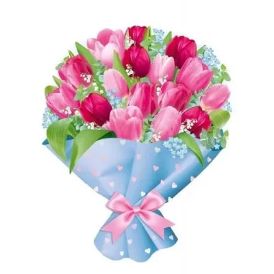 Плакат вырубной А3 И933 Империя Поздравлений Букет розовых тюльпанов 59341