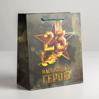 Пакет ламинированный вертикальный «Настоящему герою», ML 23 × 27 11,5 см 5187541