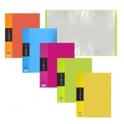 Папка с 20 вкладышами, А4, 15мм, 650 мкм, Yalong, пластик, матовые цвета ассорти, "Неон" YL213802-20